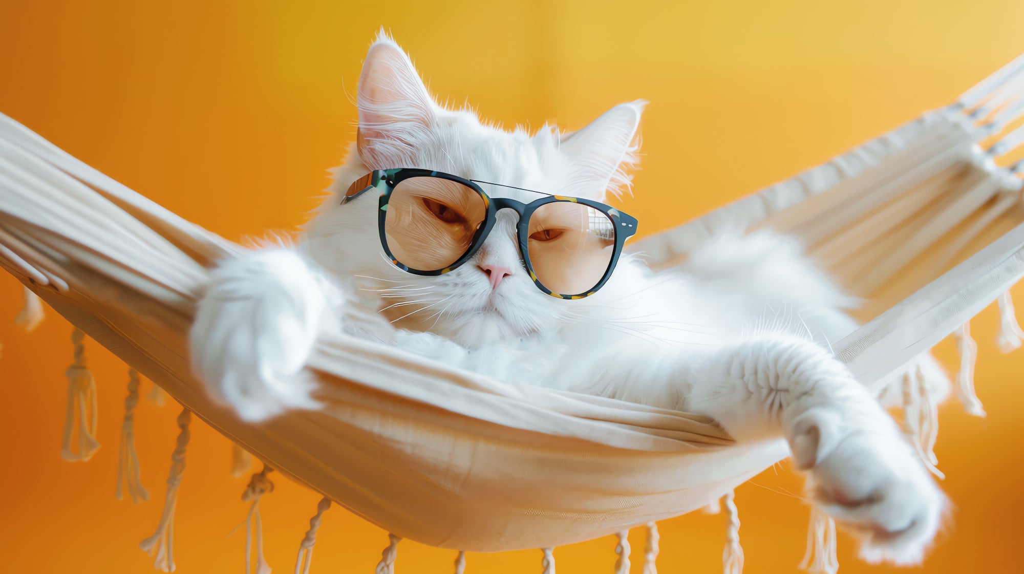 Chat dans un hamac